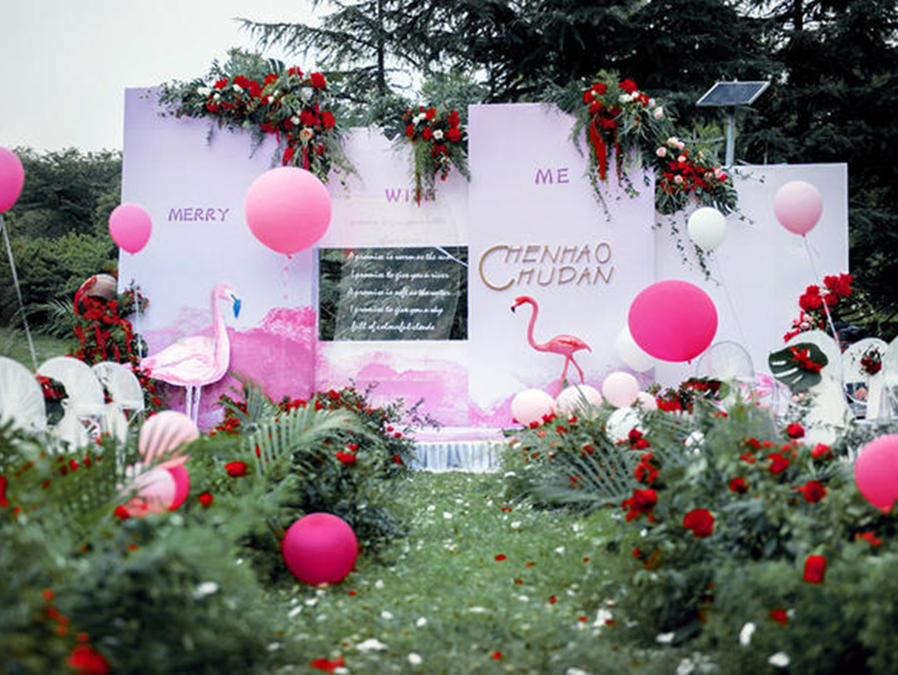 【岁玺婚礼】火烈鸟系列 户外 红绿  含四大金刚