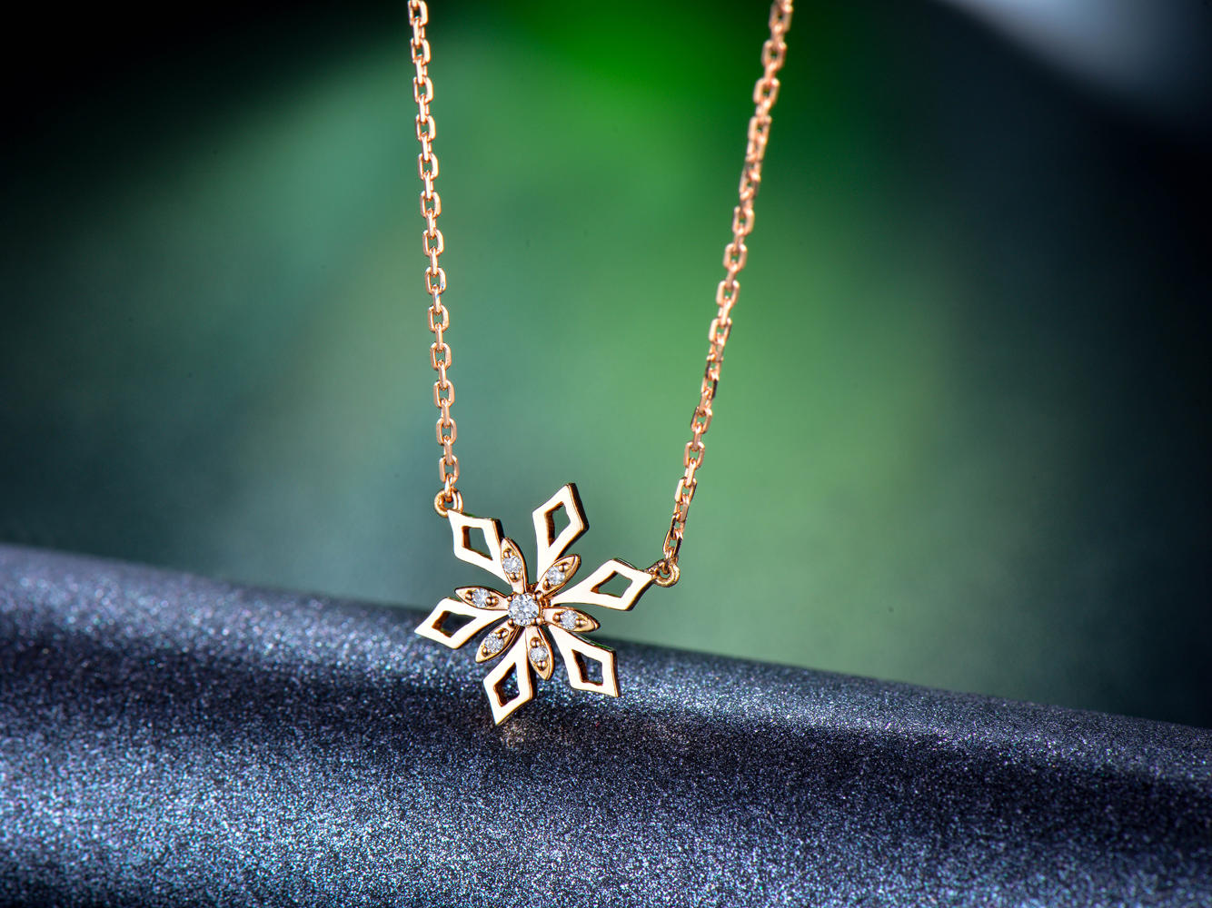 【久福源珠宝】雪花-18K玫瑰金钻石套链