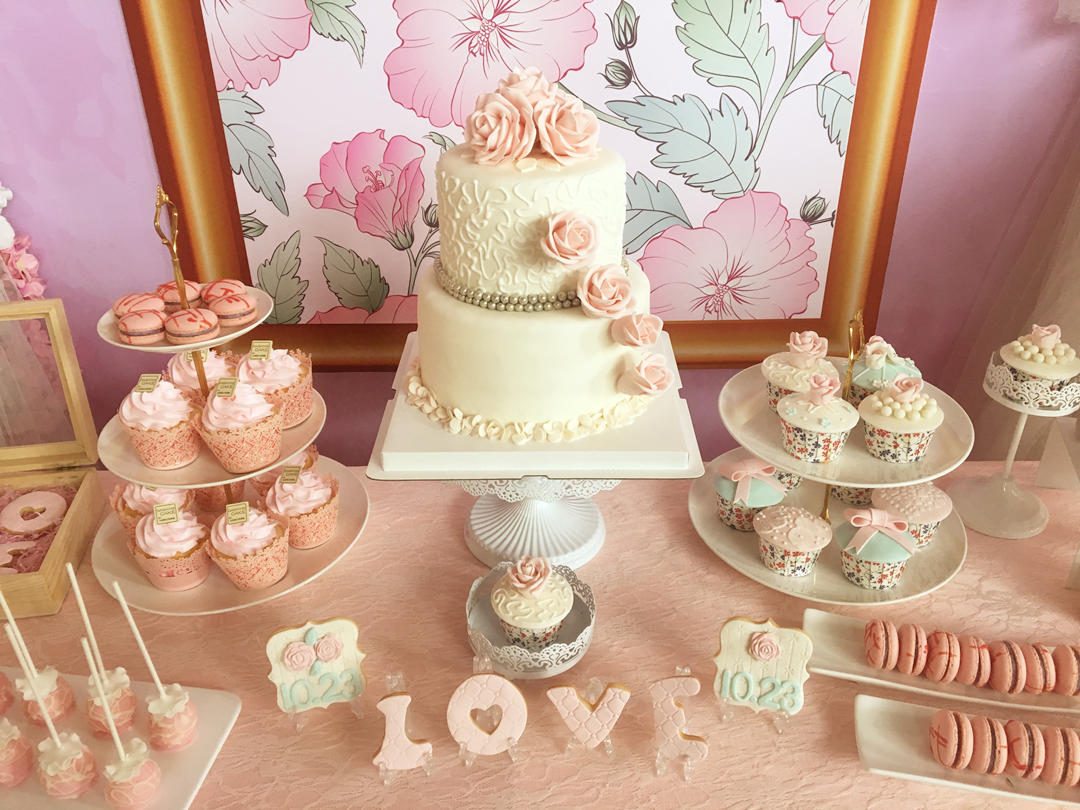 『Dashing Cake』粉色花系婚禮甜品臺(tái)