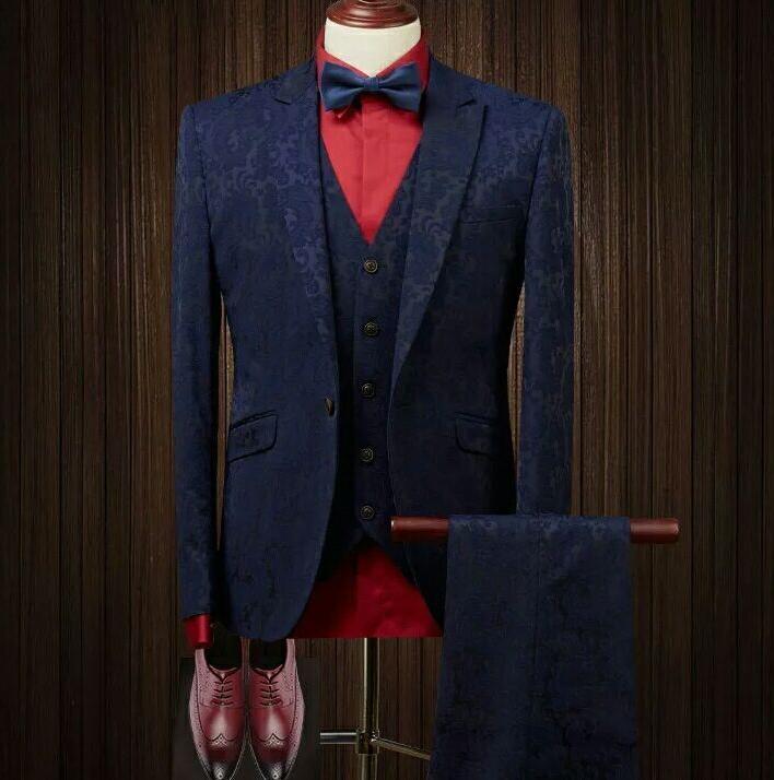 冬季新款 韩版修身+轻奢时尚+四件套新郎结婚礼服