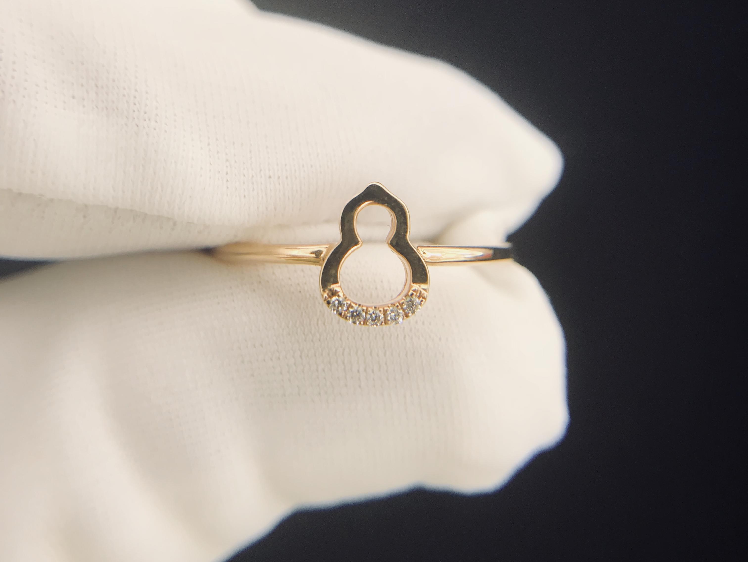 18K红葫芦形钻石戒指女戒