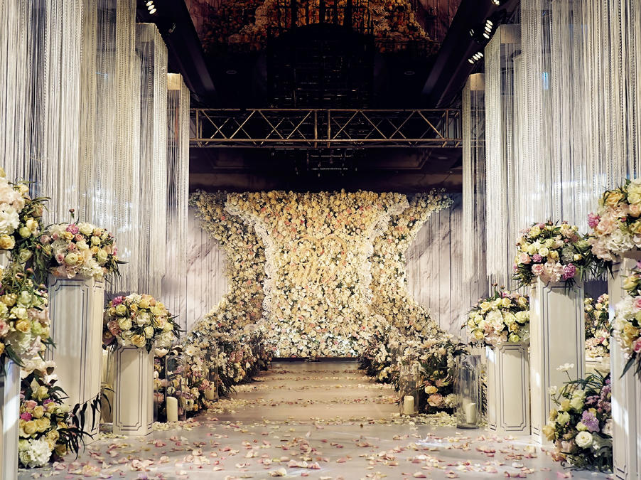 韩式全鲜花会场自助餐婚礼