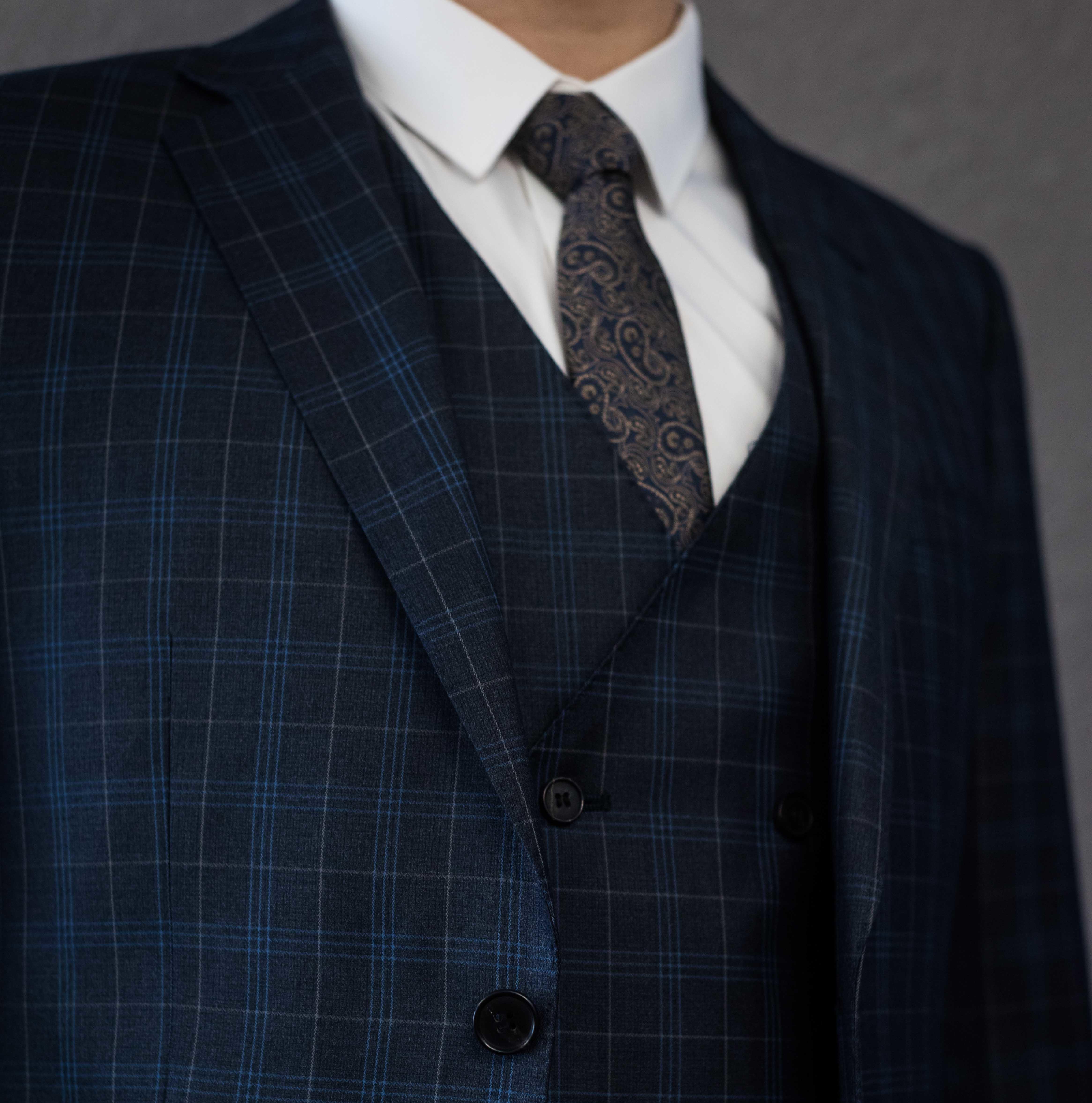 含羊毛西装三件套  结婚年会司仪主持西装