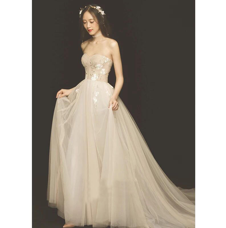 【YML婚纱礼服定制】欧美森系丝质缎面轻纱