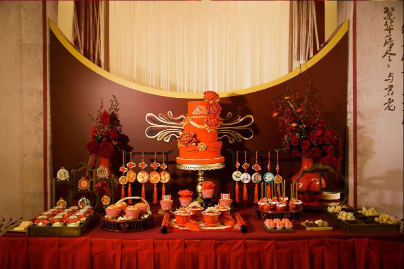 中式婚礼甜品台、中式婚礼与西式翻糖的碰撞与结合