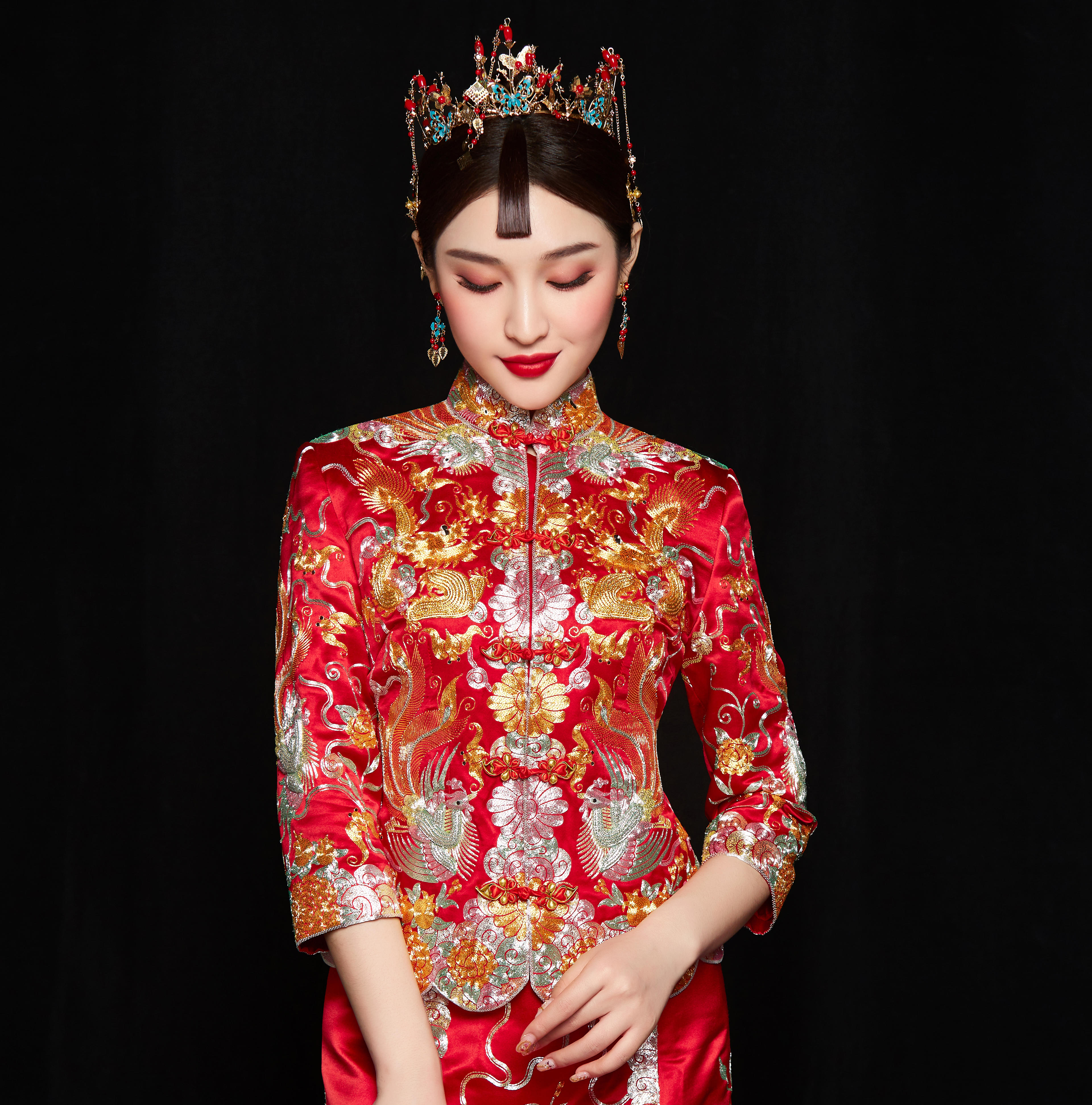 【致白中式】手袖龙凤褂秀禾服马来褂