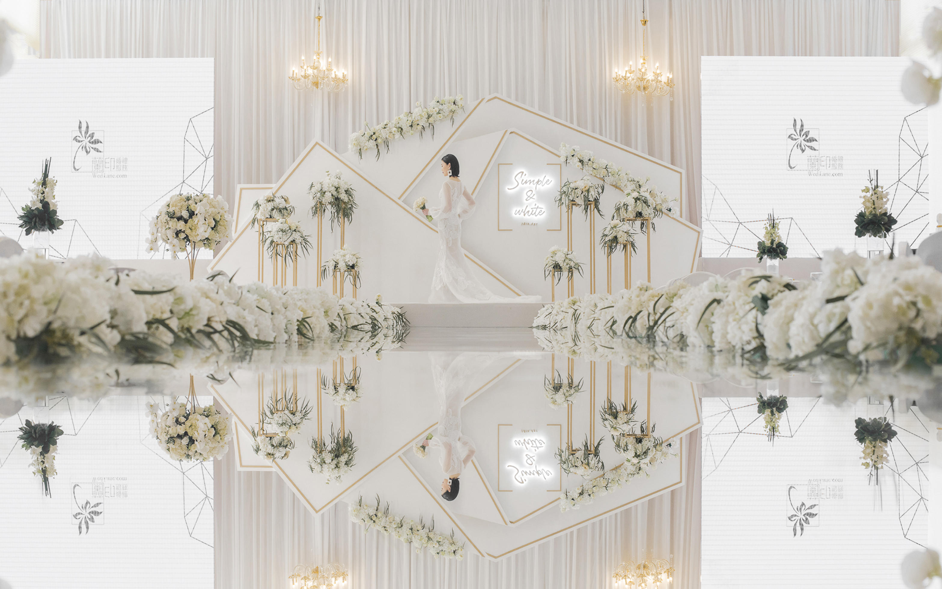 纯洁白几何简约设计—随州美伦婚礼高端定制