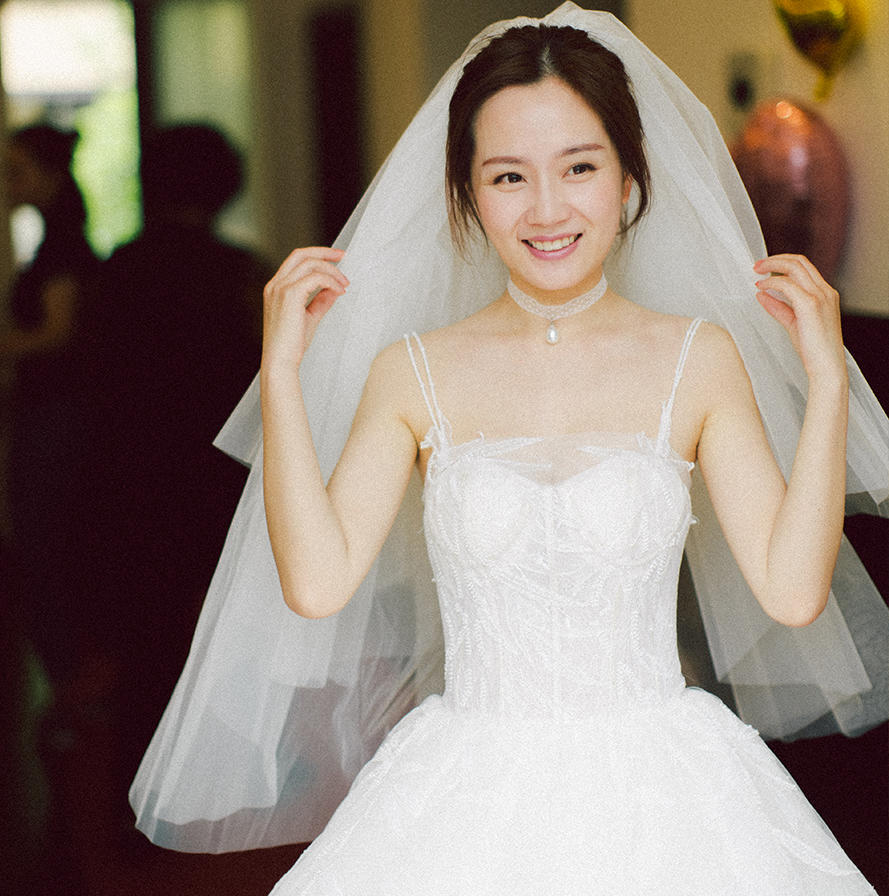 【竹语】手工缝珠蕾丝A字公主蓬蓬迎宾出门纱