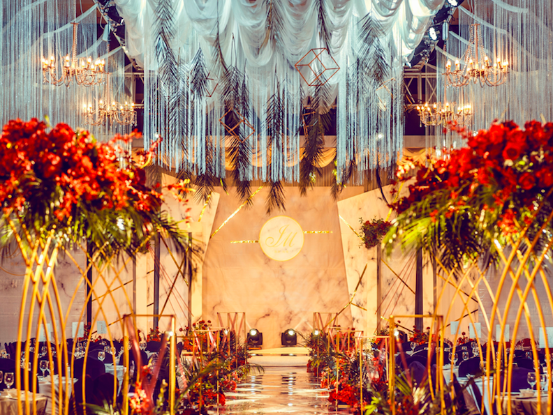 唯美婚礼，简约大理石欧式风配红色