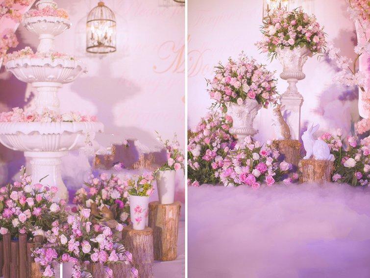粉紫色花艺婚礼   龙凤婚礼定制