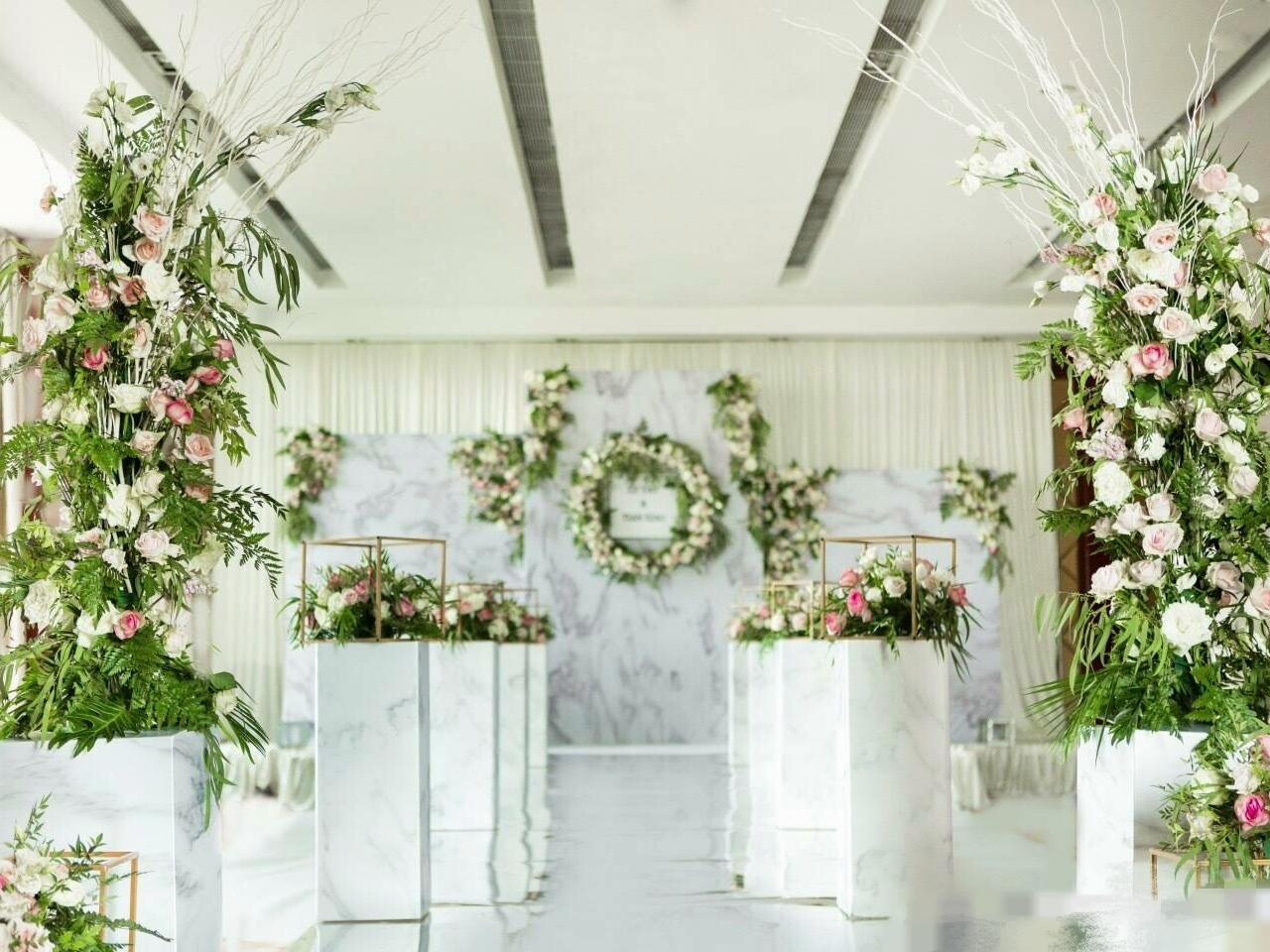【十堰萝亚婚礼】静谧清新白绿大理石风格场地布置
