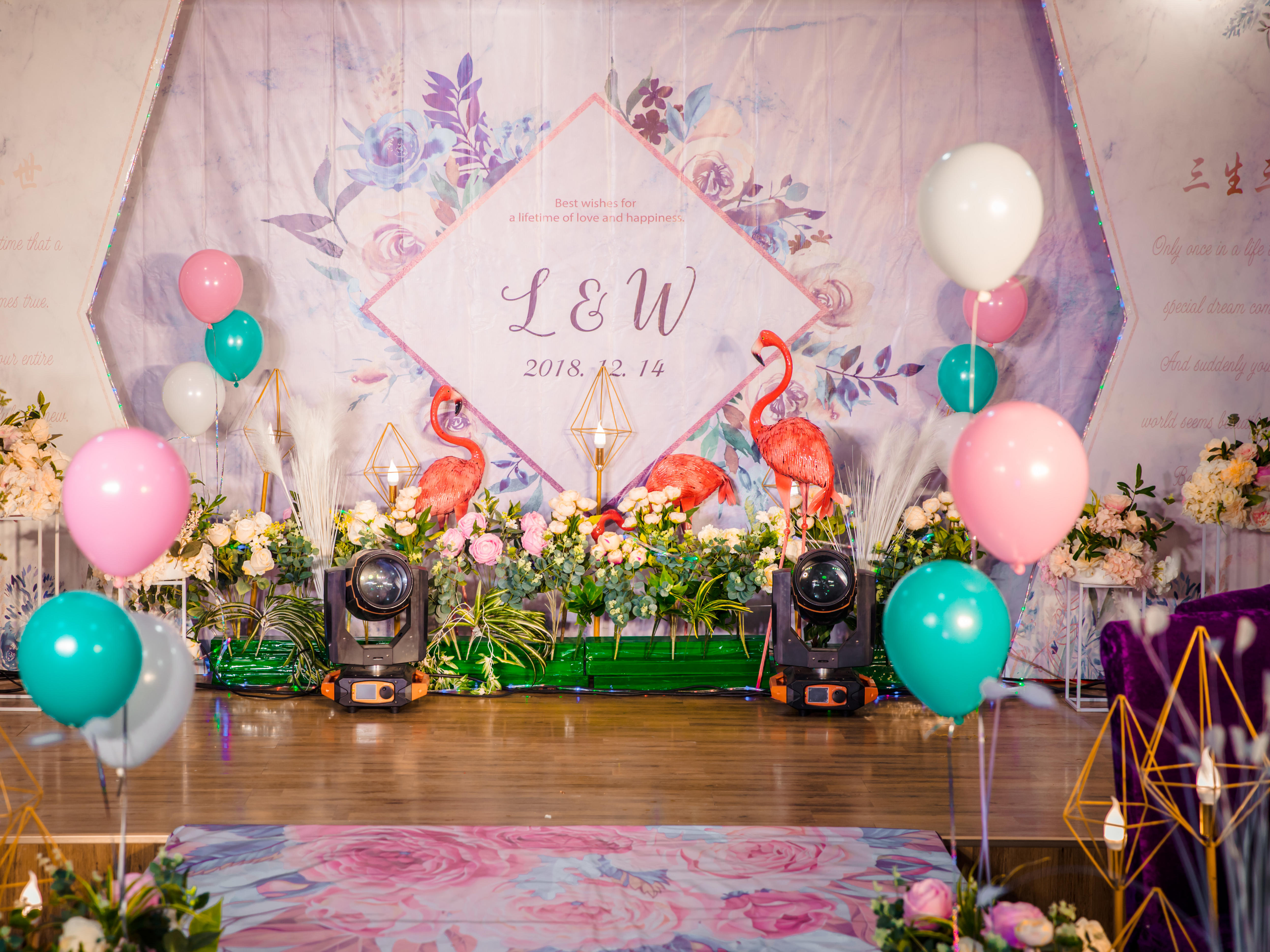 浅粉蓝水彩大理石婚礼背景