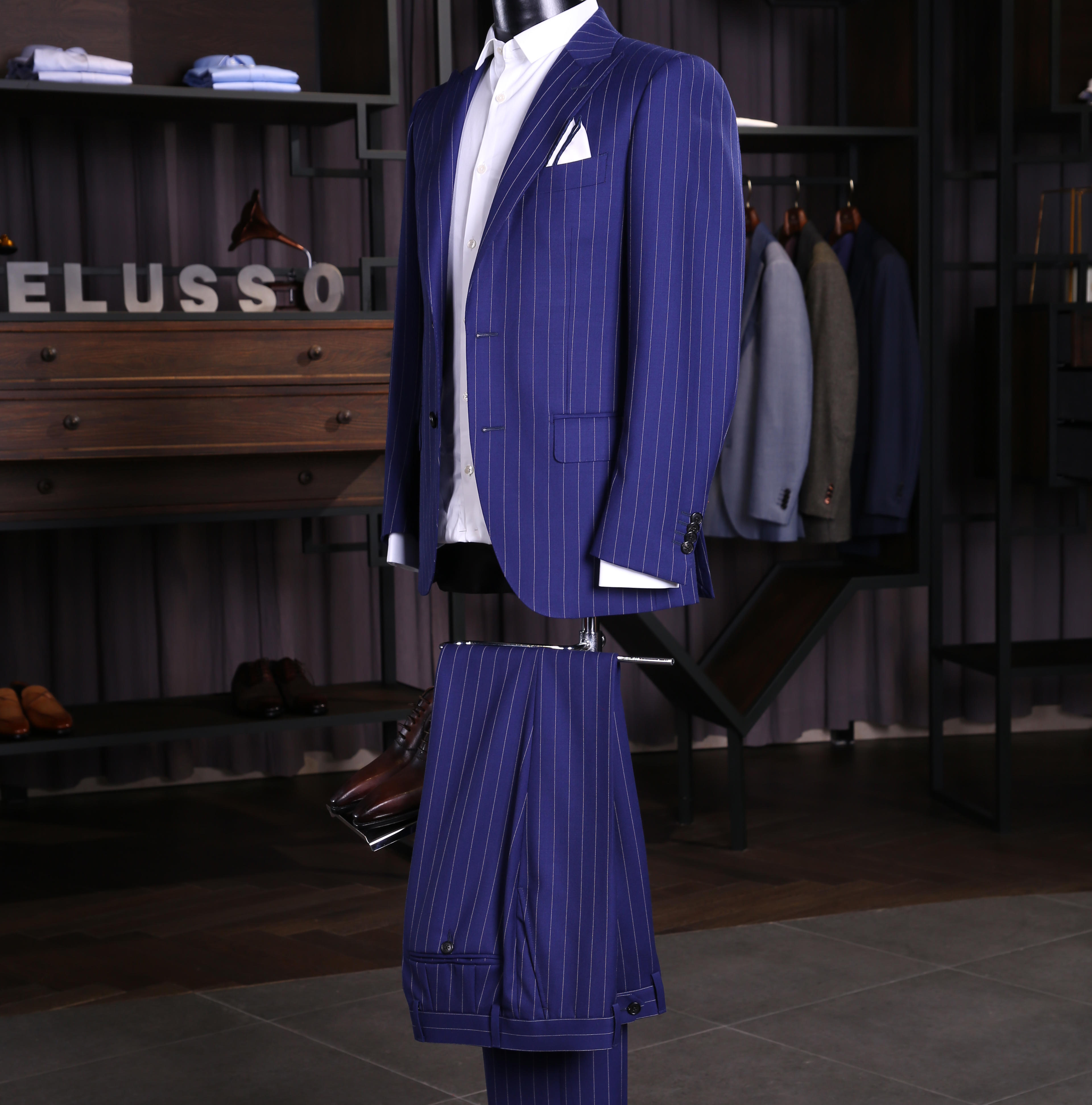 【奢至】正蓝色条纹新郎套西【礼服/商务】