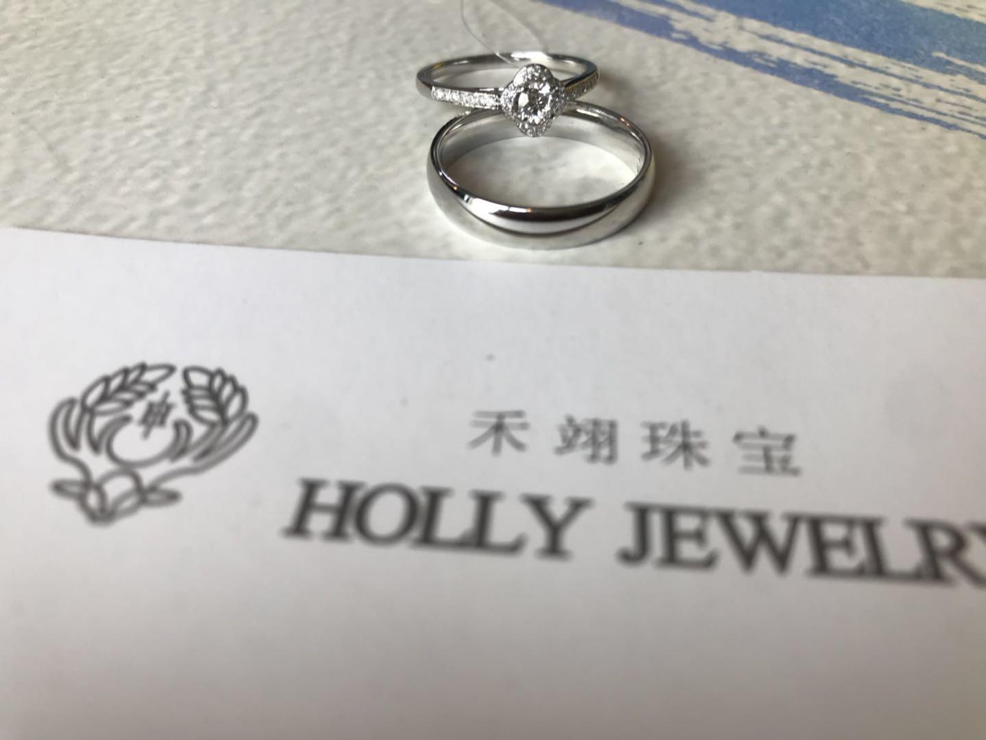 18k金白简约系列钻石对戒