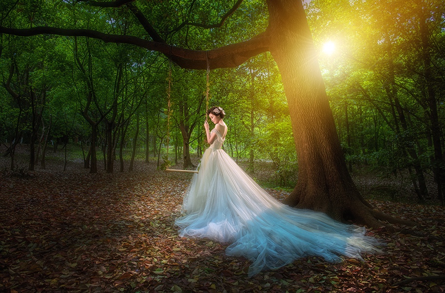终于拍到了最美的森系婚纱照和花海，完成人生的一件大事