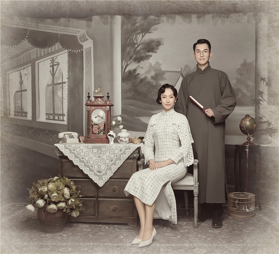 复古民国风婚纱照图片_军阀复古婚纱照民国风