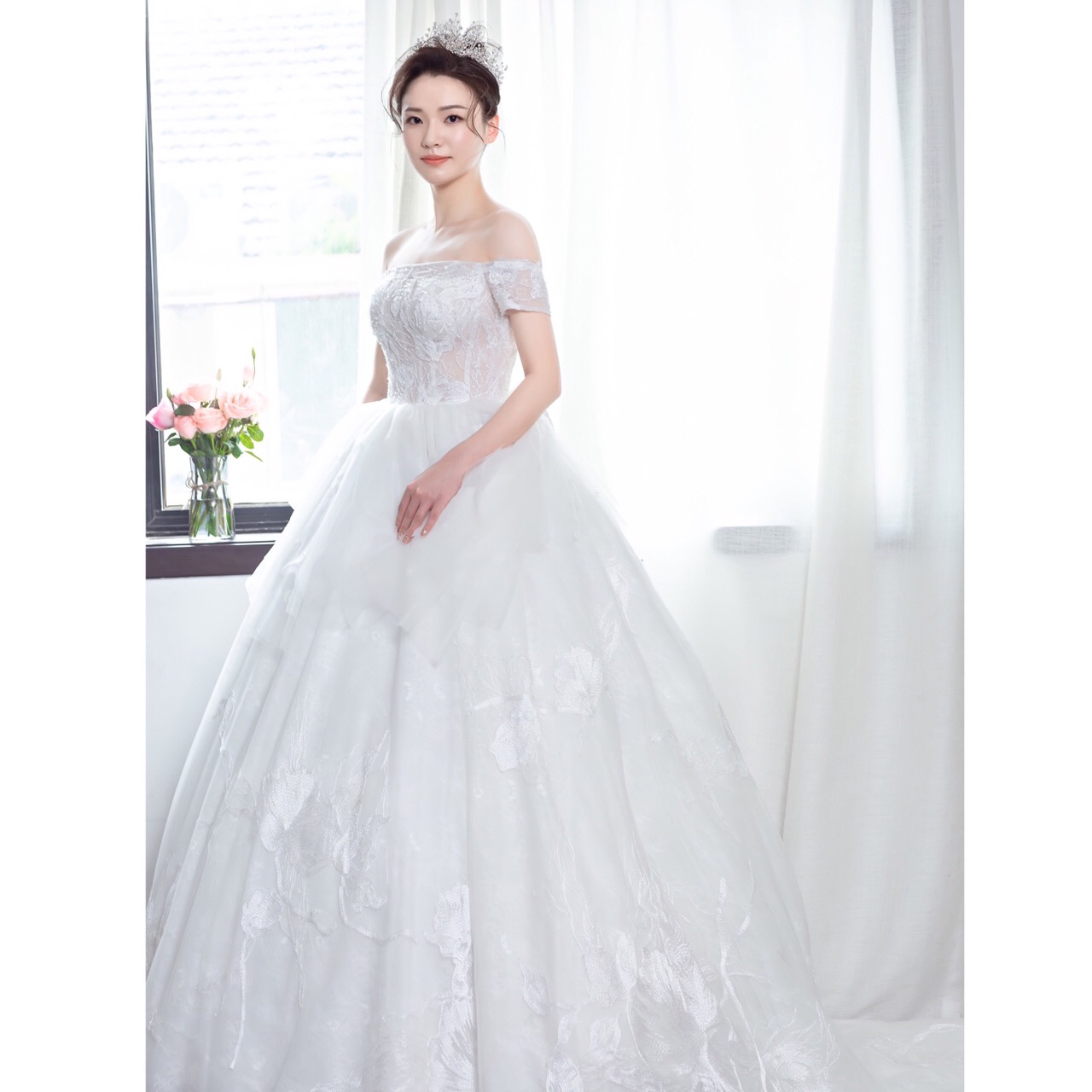 肩宽腰细👰抹胸婚纱控的试纱记录📝