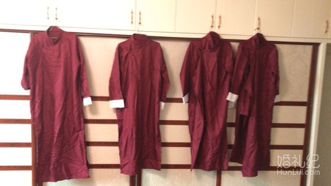 (出租)中式结婚礼服伴郎伴娘服男士长袍民国古