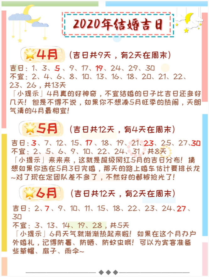 2020年结婚吉日大盘点💥再不订婚就来不及啦