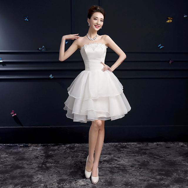 包邮2016春夏新款敬酒服白色小礼服姐妹裙短款(送项链