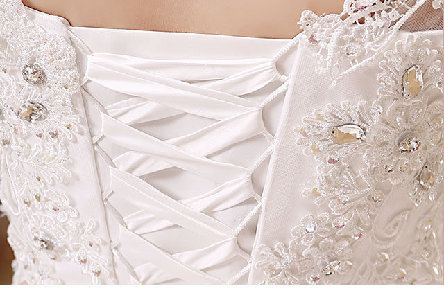 包邮送三件套 2016韩式显瘦新娘大码一字肩拖尾婚纱MT49