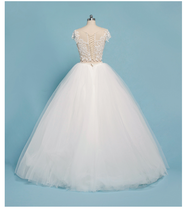 米卡白芨婚紗2016夏齊地抹胸修身顯瘦結婚婚紗韓式蕾絲蓬蓬裙