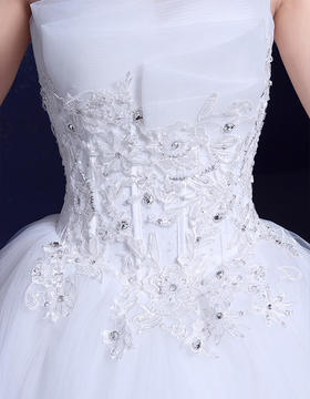 韩式公主抹胸蕾丝花朵婚纱礼服