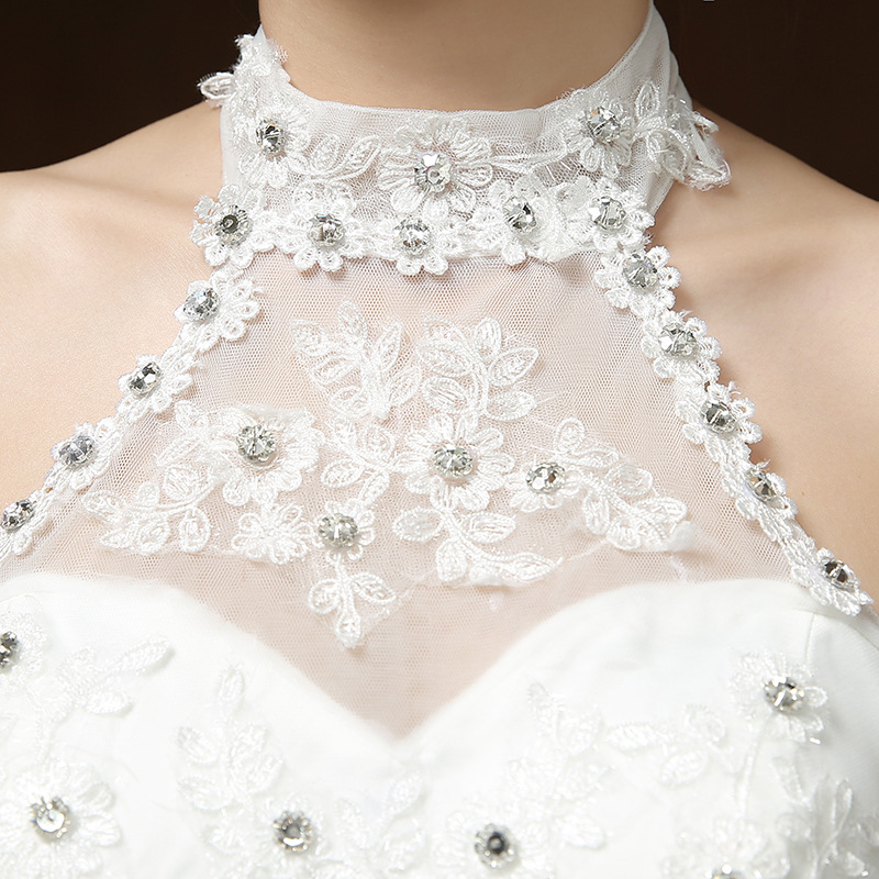 2015国庆新款婚纱礼服 韩式挂脖公主蓬蓬裙齐地