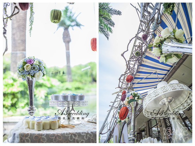 蓝色户外婚礼湖滨四季春