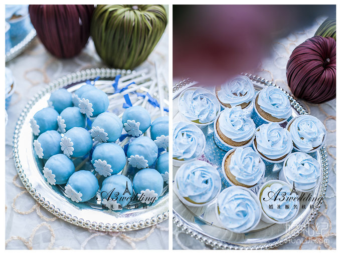 蓝色户外婚礼湖滨四季春