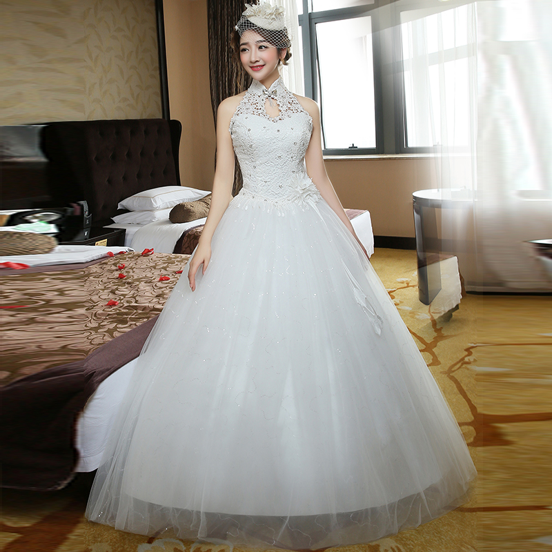 新款韓版新婚紗禮服——修身蕾絲掛脖婚紗MH72