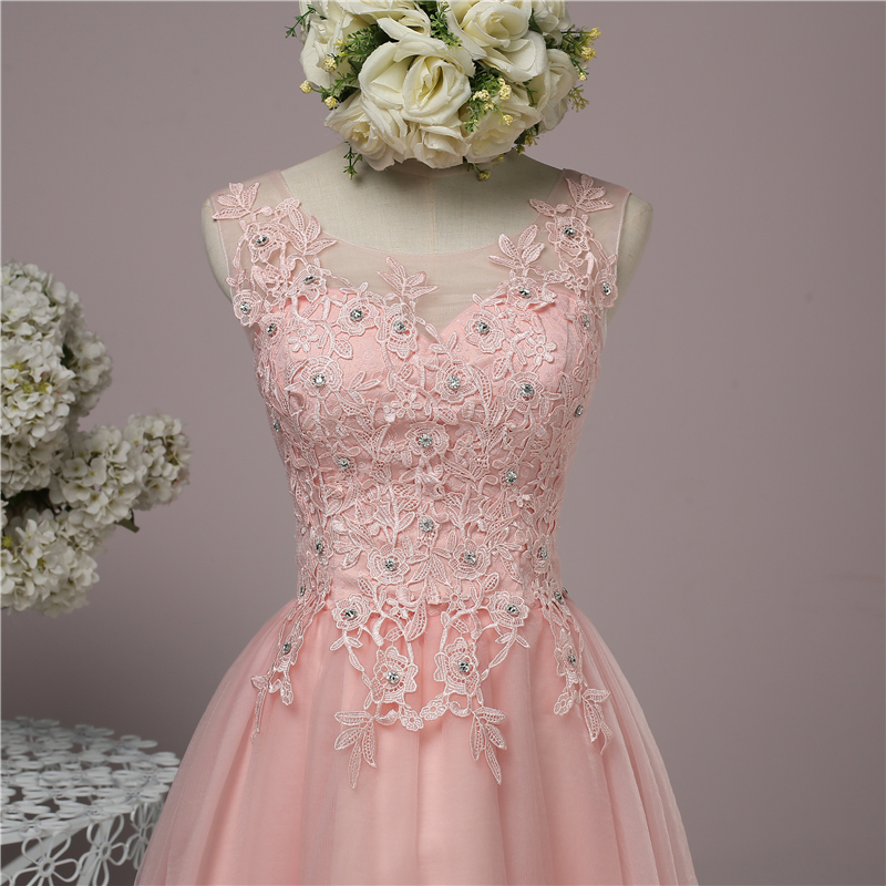 2016新款小禮服時尚蕾絲粉紫色新娘結婚禮服伴娘裙MA07