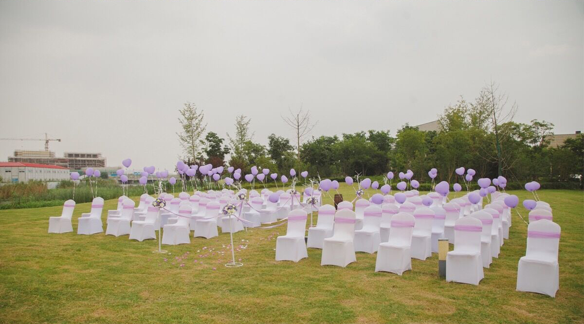 小型户外婚礼，粉色紫色系列，简单温馨婚礼
