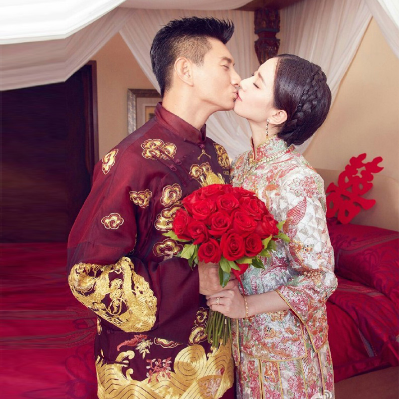 吳奇隆明星結婚禮同款套裝男裝秀禾服龍鳳褂新娘中式禮服敬酒服