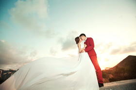 #波西米亚旅拍婚纱摄影# 三亚站 韩式婚纱照夕阳黄昏