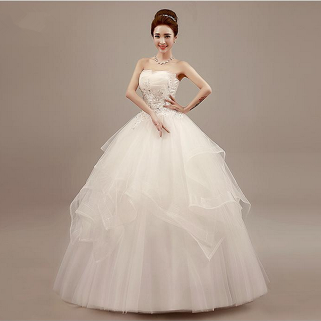 2016新款秋冬季韩式新娘抹胸婚纱齐地修身孕妇结婚蓬裙