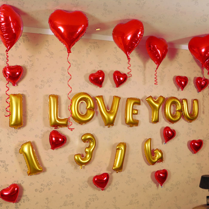婚房布置铝膜气球i love you 1314