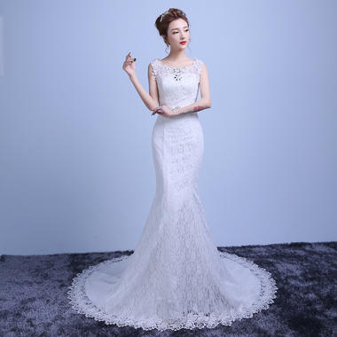 包邮 新款韩式鱼尾小拖尾修身显瘦新娘结婚礼服YL22