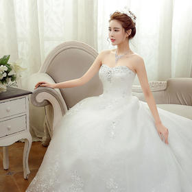 冬季新款新娘结婚纱礼服韩版抹胸韩式修身显瘦长拖尾绑带