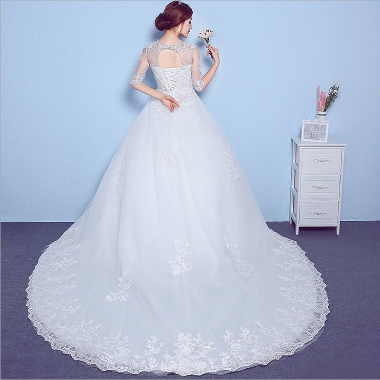 新款冬春季新娘结婚中袖婚纱韩版修身绑带显瘦A4