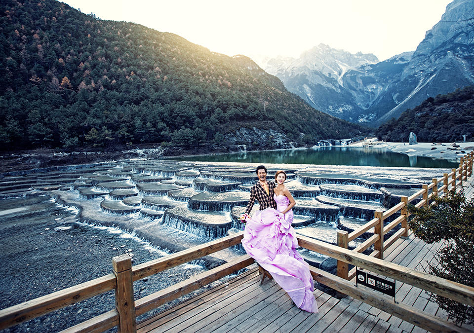 大美丽江+蓝月谷全景区蜜月婚拍/雪山远景/拉市海