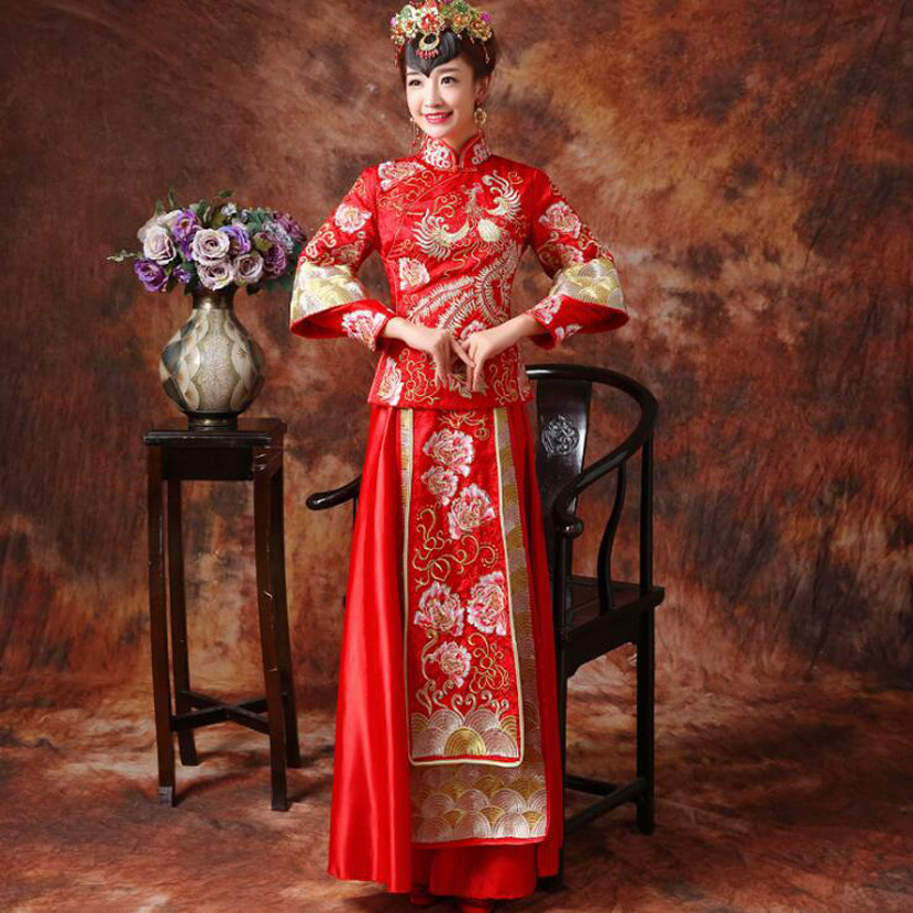 新娘紅色中式結婚禮服敬酒服