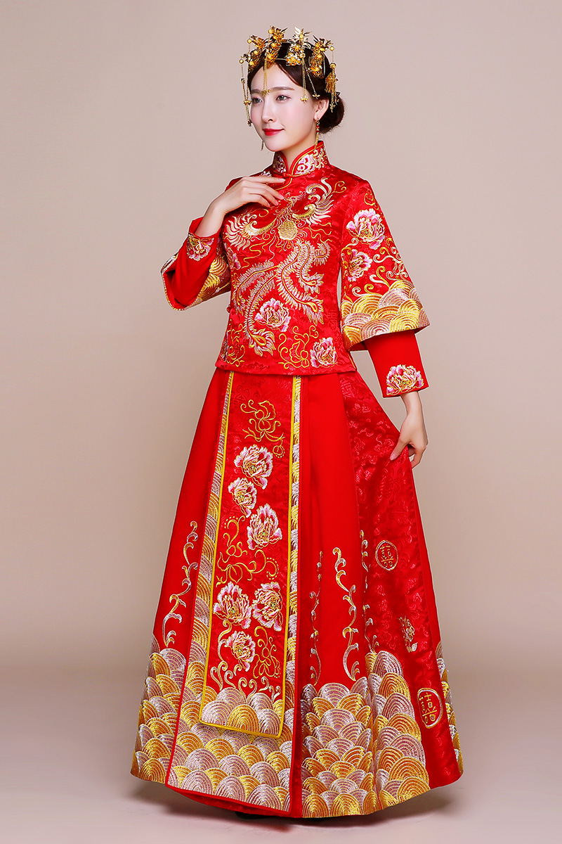 2017秋季新款秀禾服新娘旗袍敬酒服礼服结婚古装中式嫁衣龙凤