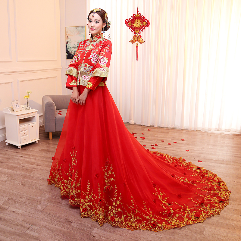 中国红婚纱图片_大气中国红婚纱