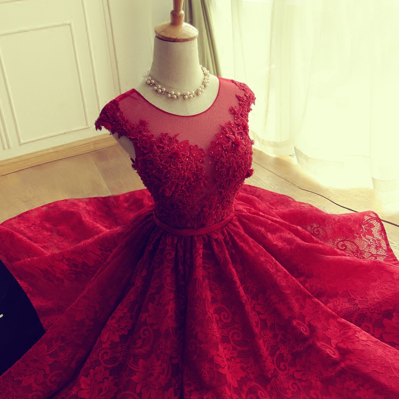 春季新款婚纱礼服新娘敬酒服红色结婚晚礼服