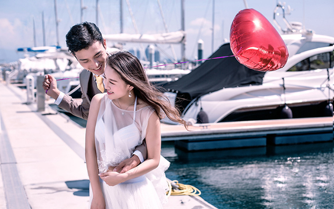 【佰莉婚纱】蜜月海景三亚旅拍+全国包邮+全新婚纱