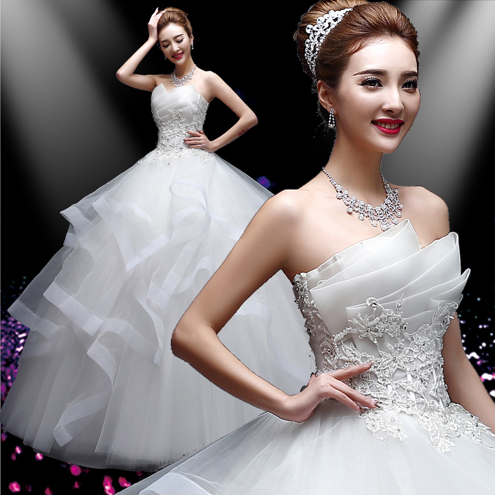 婚紗禮服新款春季新娘結婚抹胸修身齊地顯瘦韓式春夏蓬蓬裙女