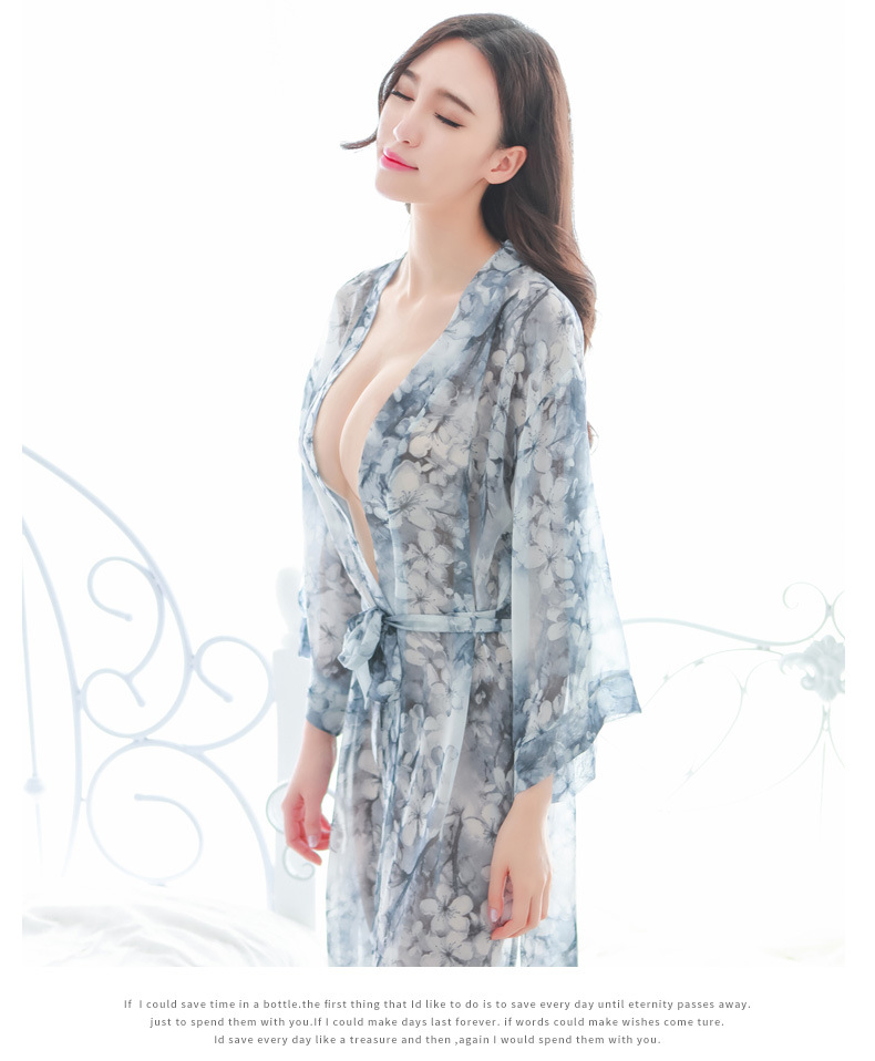 秋季女神新娘睡袍结婚化妆晨袍精品高档雪纺印