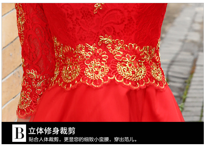 红色新娘敬酒服2018新款中长款中式结婚礼服