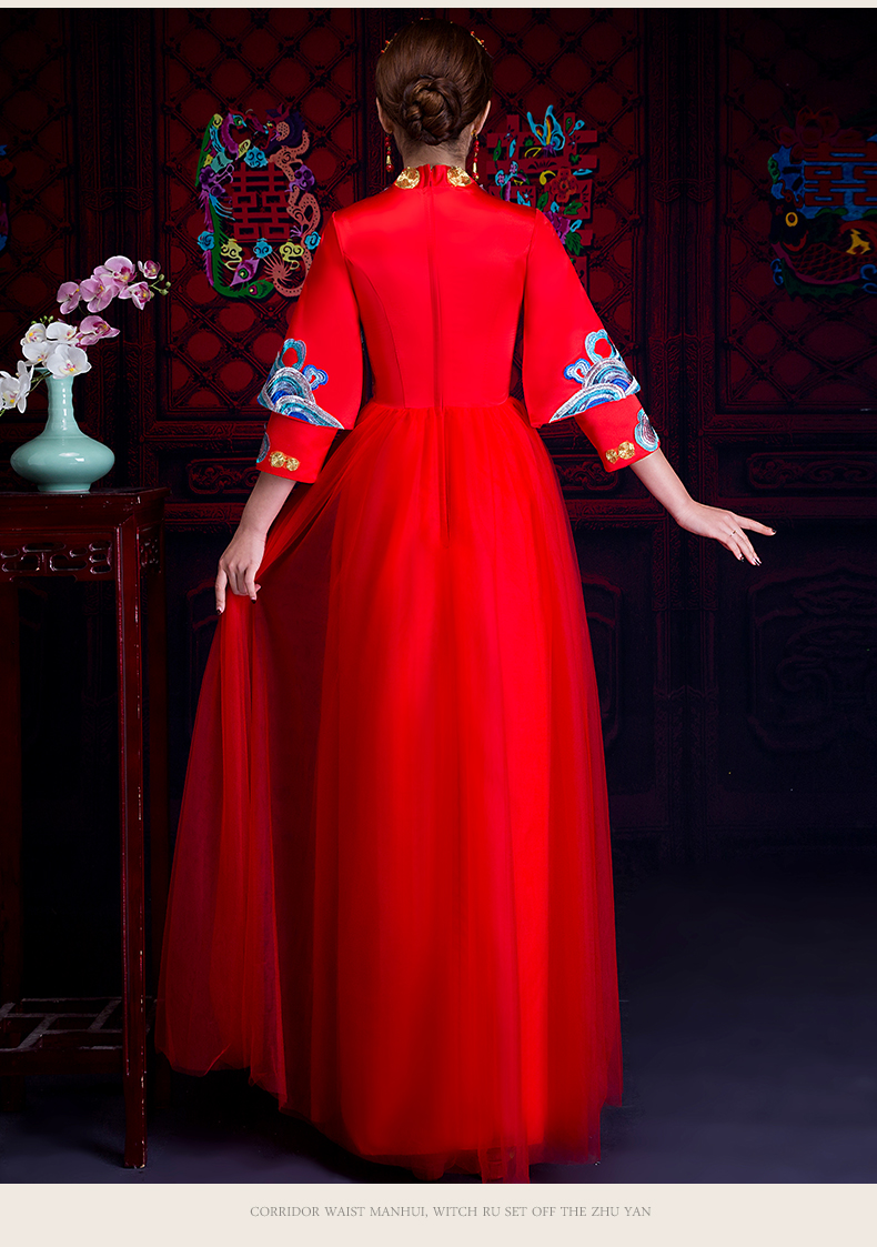 新娘秀禾服新款中式婚服婚纱礼服复古敬酒服旗